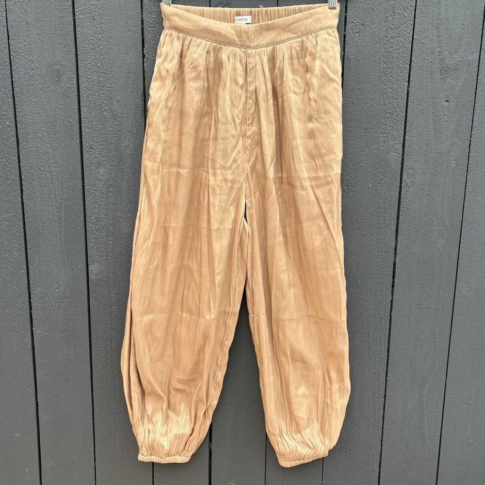 Anthropologie Maeve Shiny Balloon Pants 8 Boho Party Going Out Metallic Gold NEW